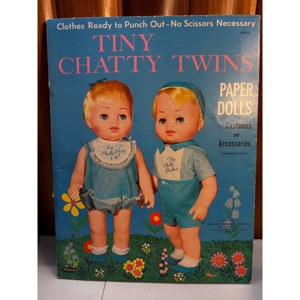 1963 Tiny  Chatty Twins FOUR Paper Dolls Book EXTRA Clothes Whitman Rare find